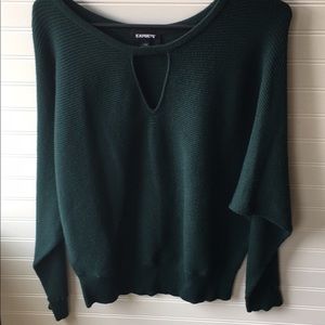 Express sweater green, size large. Cute neckline!